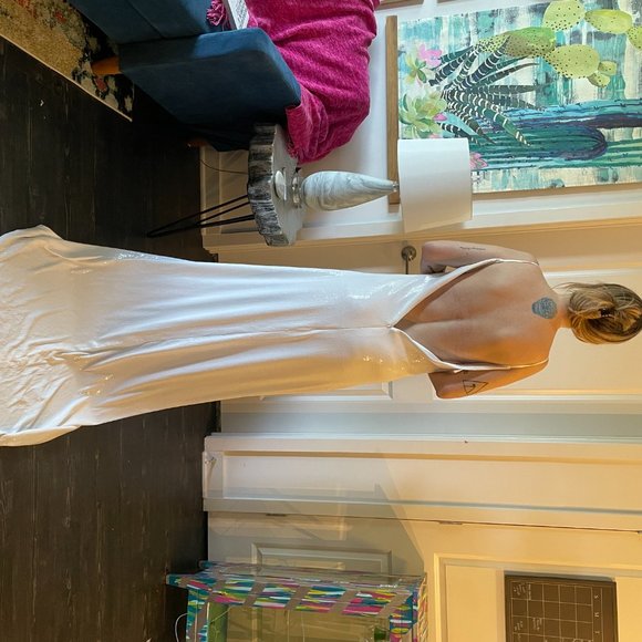 Claire La Faye Slow Burn White Sequin Gown - Picture 4 of 8